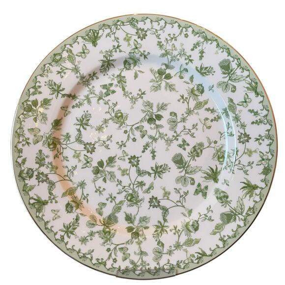 Grace Teaware Porcelain Dinner Plates 10.5" Green & White Floral Set of 4 New - Picture 7 of 13